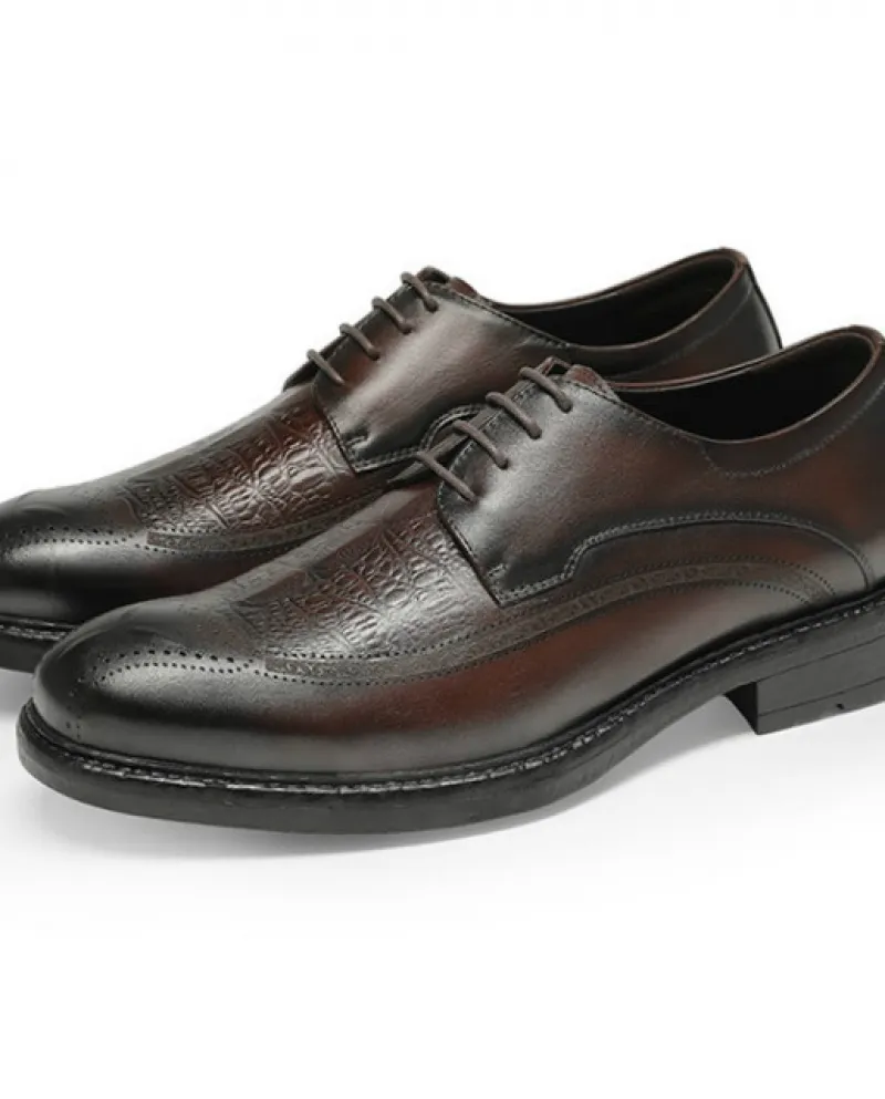Estate Uomo Vera Pelle Oxford Punta a punta Stringate Oxford Abito Brogue Scarpe da sposa Business Platform Shoesfor